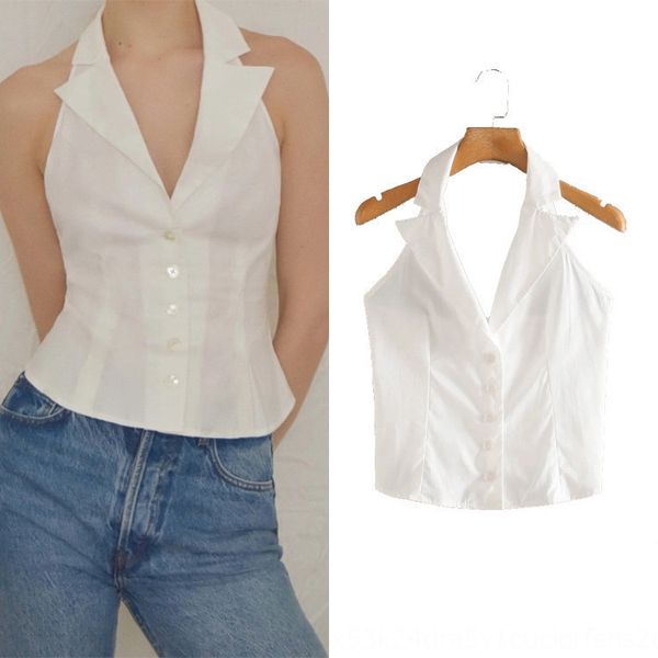 

ejirx stylish temperament v-neck women's pure color all-match slim neck-hanging shirt stylish temperament vest v-neck women's vest, Camo