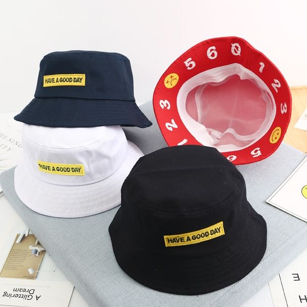 

kihoe parent-child fisherman label korean digital smiling face basin men's and women's outdoor foldable casual bucket bucket digit, Yellow