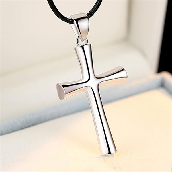

wholesale s925 sterling silver lovers necklace pendant korean boys and girls fashion simple cross pendant ing