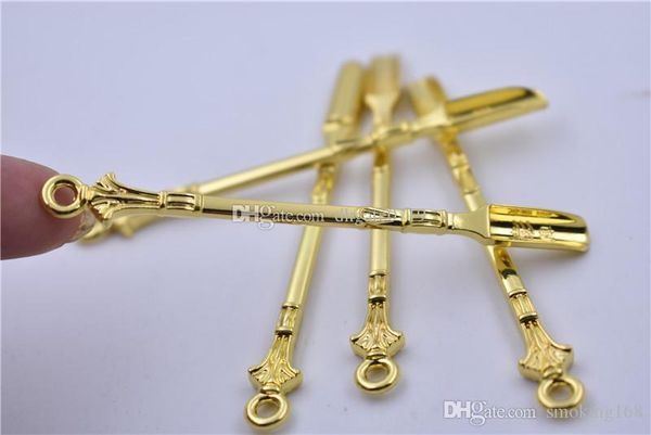 

Gold spoon Dab Wax Tool Dry Herb Vaporizer Tool Dab Rigs Metal Spoon Use for Sniffer Snorter HOOVER HOOTEER Snuff Smoking Accessories