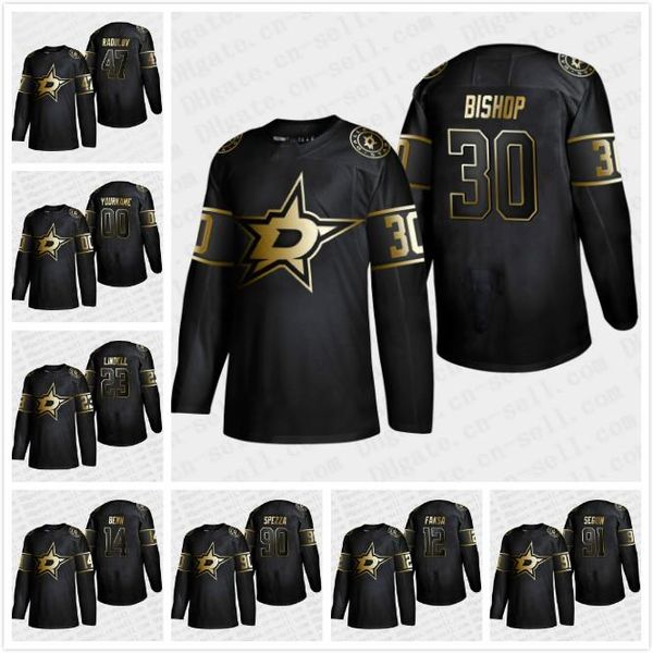 

custom 2019 golden edition jersey dallas stars mens womens youth 14 jamie benn 91 seguin 47 alexander radulov hockey jerseys, Black;red