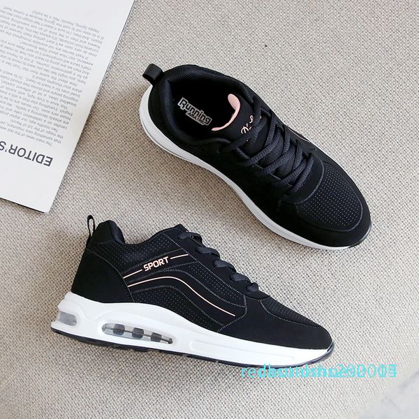 

2020 platform sport shoes woman sneakers air cushion gym womens running shoes breathable ftiness wedge sneakers women c14, Black