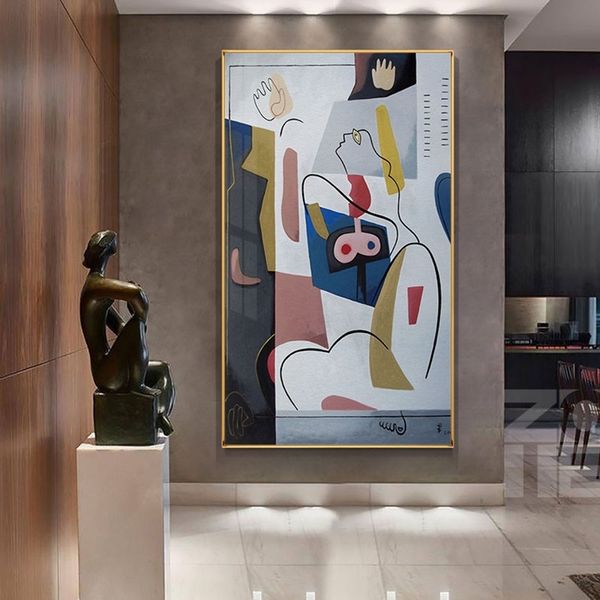 

classic black lines oil painting abstract wall art canvas figure poster prints wall pictures for living room bedroom retro home decoration