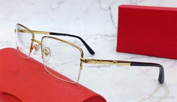 

Best-selling eyeglass frame 18k square half frame gold-plated ultra-light optical men business style glasses top quality framed 8200979