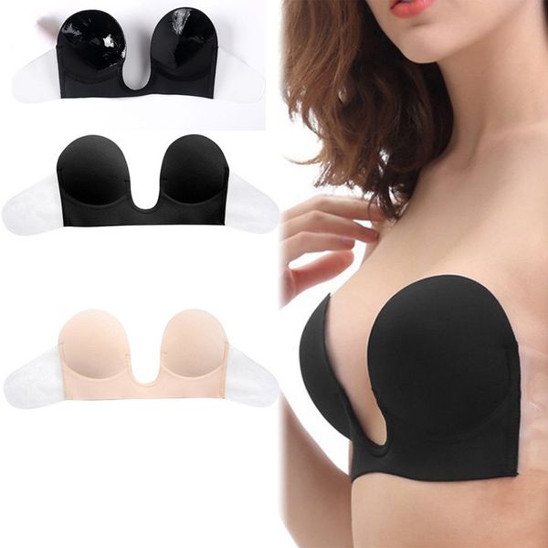

self adhesive strapless bra invisible push up bras women formal dress wedding/evening silicone sticky bra, Red;black