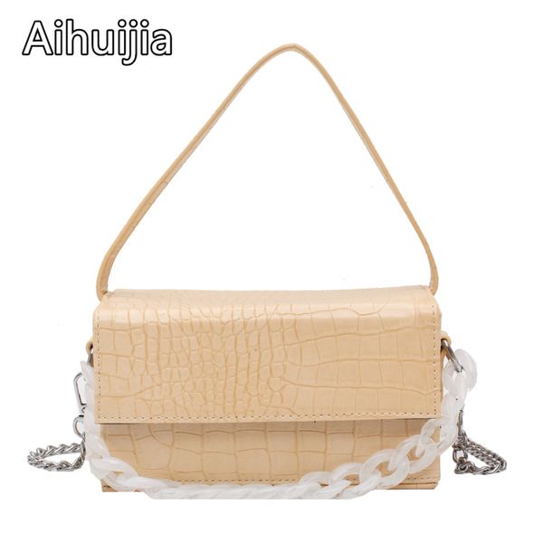 

fashionable chain ladies handbag simple fashion bag new crocodile pattern ladies messenger bag women's box shape shoulder bags