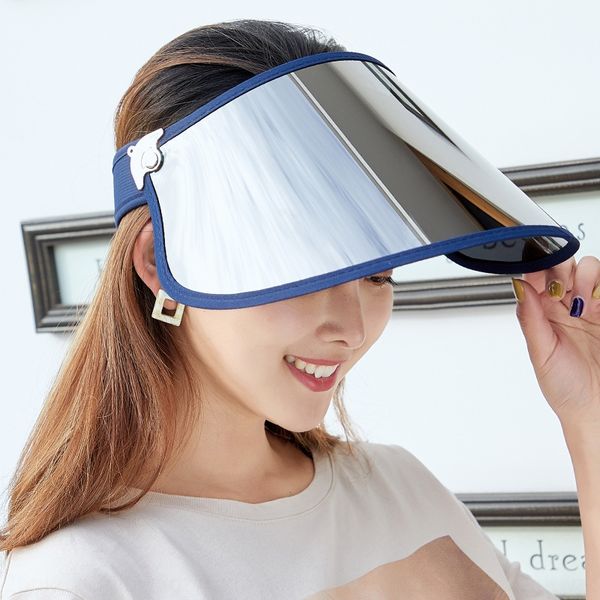 

korean style lengthened brim sun men's and women's sun hat no-outdoor riding empty-hat, Blue;gray