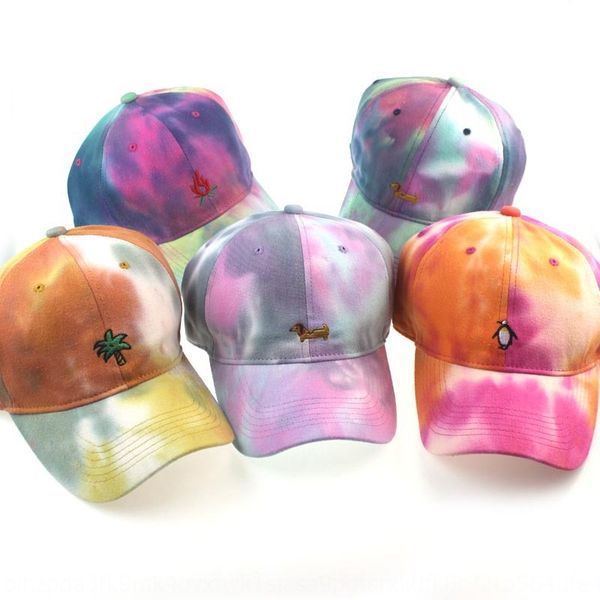 

new tie-dyed animal embroidery men's and women's outdoor sunshade gradient baseball embroidered baseball cap colorful cap, Blue;gray