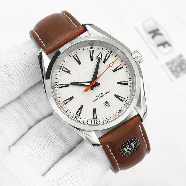 

fashion leather mens watch mechanical automatic men watches 150m movement watch folding watches clasp wristwatches, Slivery;brown