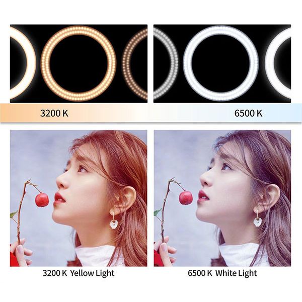 

quality19 in pgraphic lighting 3200k-5600k 320pcs led ring lamp dimmable camera p studio phone makeup ring light tripod