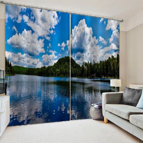 

nature scenery landscape blue sky curtains bedroom living room windproof thickening blackout fabric