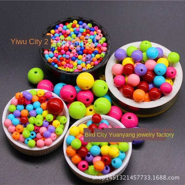 

acrylic plastic solid color round scattered beads sky color diy children's hand worker diy jigsaw puzzle jigsaw puzzle beads, Slivery;white