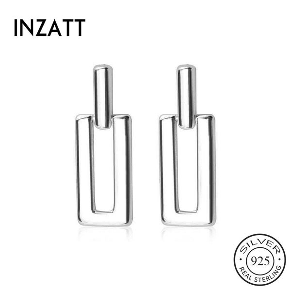 

inzareal 925 sterling silver geometric stud earrings fashion women fine jewelry party minimalist cute accessories gift, Golden;silver