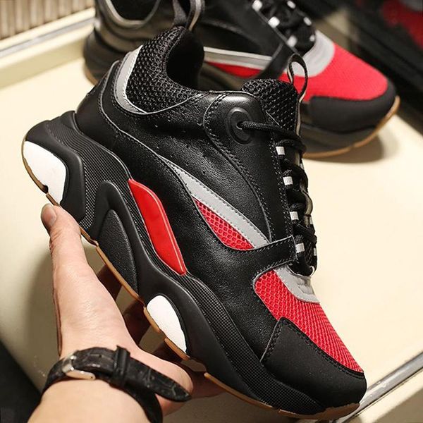 

b22 calfskin sneaker men 's shoes herren luxus marken schuhe outdoor walking lace -up luxury sports casual shoes style fo, Black