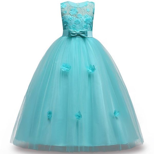

2020 kids girls 2-14 y teens party dress elegant wedding flower girl dress sleeveless princess pageant formal long petal dress t200709, Red;yellow