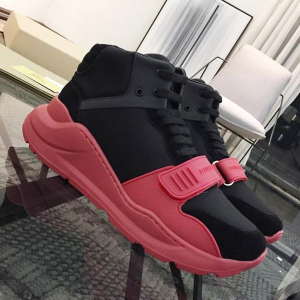 

new arrival mens boots scarpe da uomo di lusso vintage check cotton sneakers fashion classic lightweight high lace -up sports me, Black