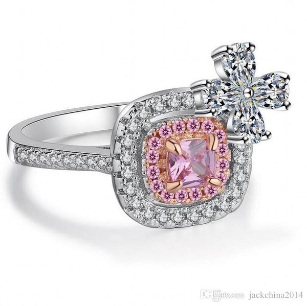 

victoria wieck choucong luxury jewelry 925 sterling silver cushion shape pink z cz diamond party gemstones women wedding bow flower ring