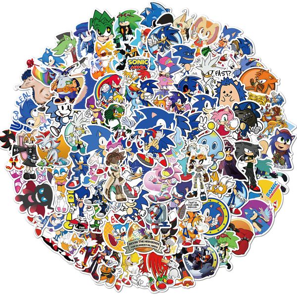 

100 pcs mixed car sticker hedgehog cartoon for lapskateboard pad bicycle motorcycle ps4 phone luggage decal pvc guitar fridge stickers