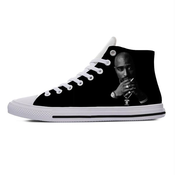 

2019 new fashion summer casual shoes 2pac tupac shakur rap lightweight leisure canvas shoes breathable fashion plimsolls cs04, Black