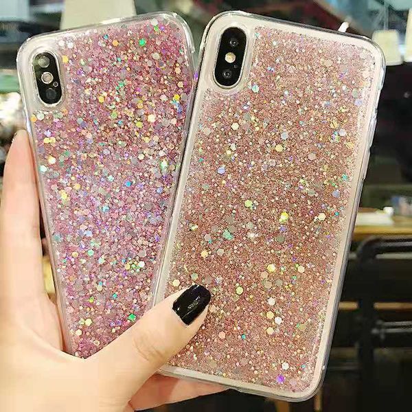 

2020 glitter sequins protect cover case for iphone 11 pro max 8 7 6 plus x xs anti-drop protection phone 200804