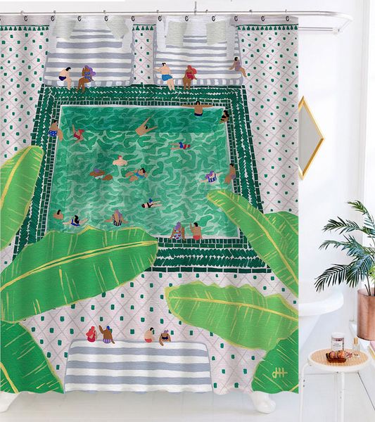 

bathroom sets shower curtain set liz home green banana leaf swimming pool bathroom shower curtain waterproof bathroom curtain partition curt