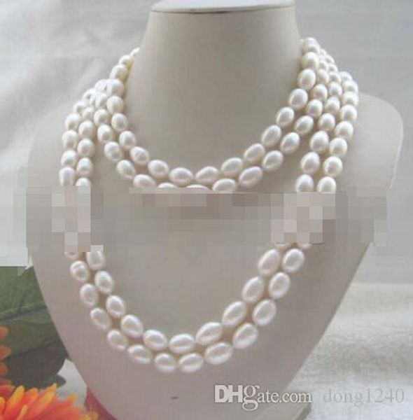 

beautiful long yarn 80 "12-15mm baroque white freshwater pearl necklace, the factory price wholesale women gift word jewelry, Silver