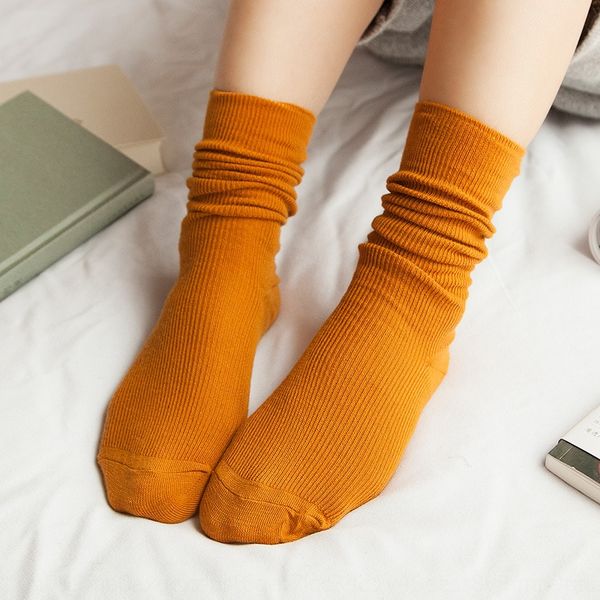 

stacked pure and stockings and cotton women's solid color loose mouth women's stacked socks stockings short boots socks, Pink;yellow