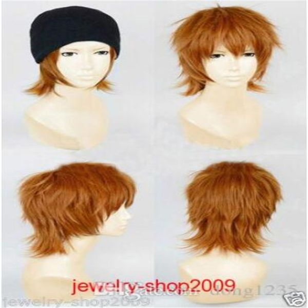 

new cosplay orange brown mixed gradient women's short wig, Black