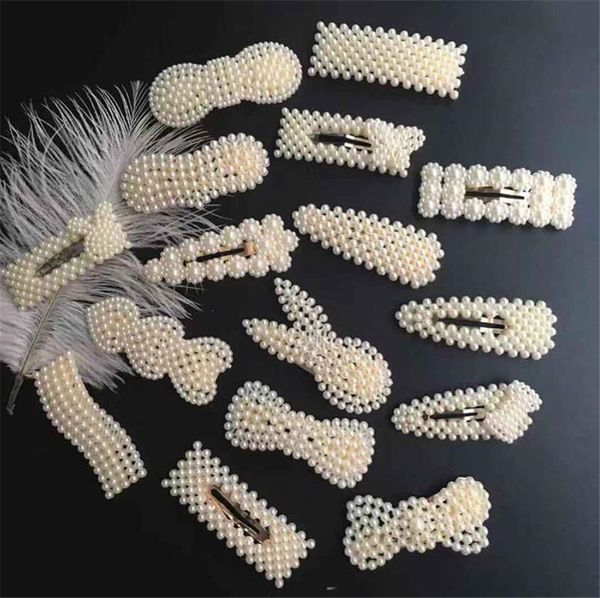 Fermaglio per capelli con perle alla moda con bottone a pressione perni per capelli per donna fermaglio per capelli con perle dolci gioielli Lady Barrette Stick XB1