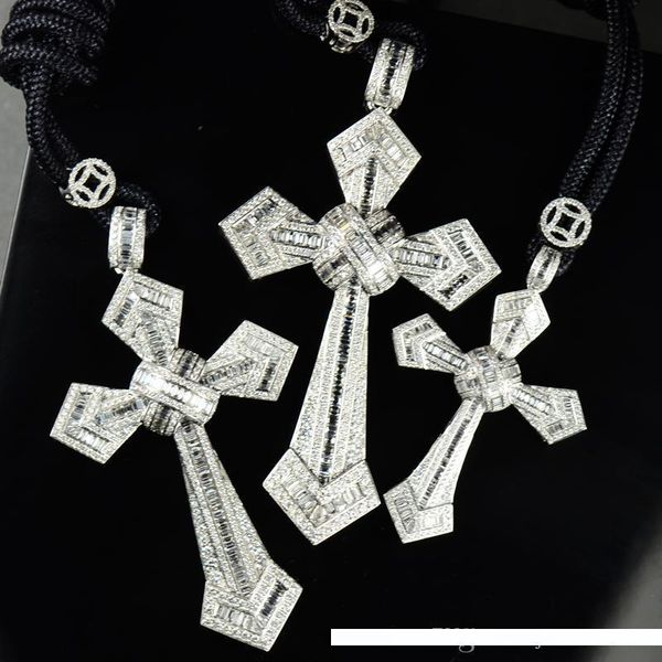 

super shinning luxury jewelry 925 sterling silver full white z cz diamond gemstones party cross pendant women wedding necklace gift