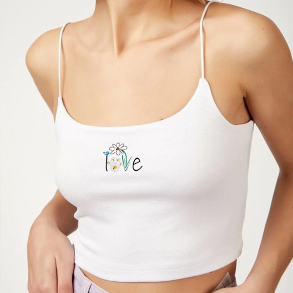 

diy women camisoles & tanks with lovely daisy floral print cute customised clothes for girls white pink yellow red s-xl x001