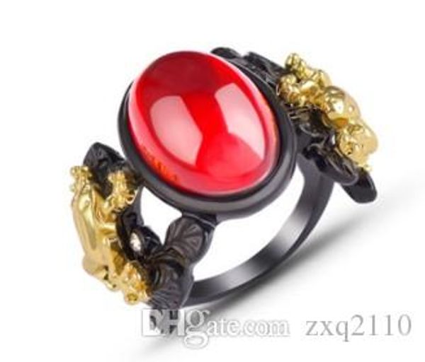 

ювелирные изделия способа женщин платья граната красного цвета сокровище инкрустированных смолы gemstone кольцо женской творческой ретро ляг, Golden;silver