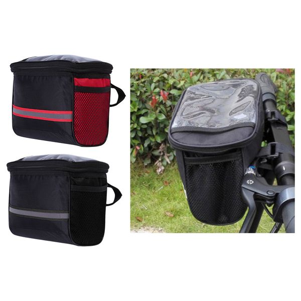 

2x bike handlebar bag bag outdoor travel front tube bag reflective strip