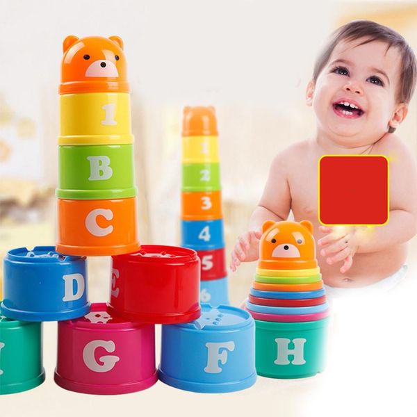 

9pcs educational baby toys 6month figures letters foldind stack cup children early intelligence alphabet toy for children