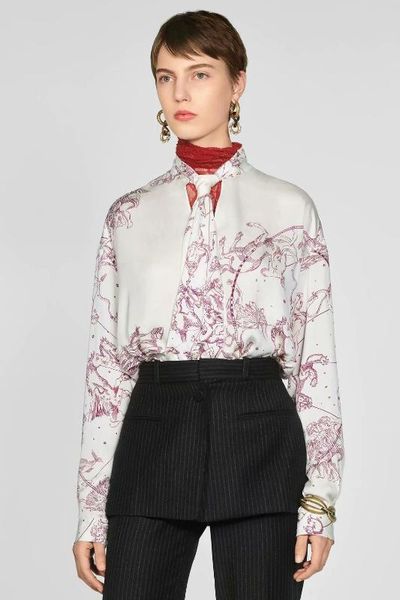 

2020 spring summer new bow white animal print zaraing women blouse shirt vadiming sheining female blouse shirt xdn9161