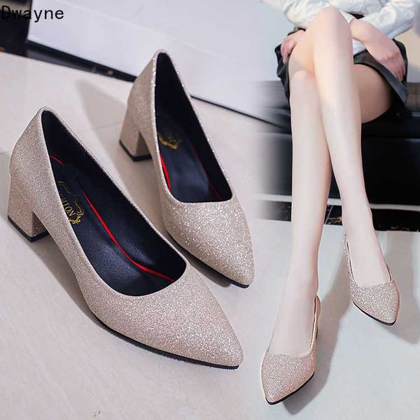 

2020 new silver pointed high heels sequins shallow mouth with wild high heels, Black