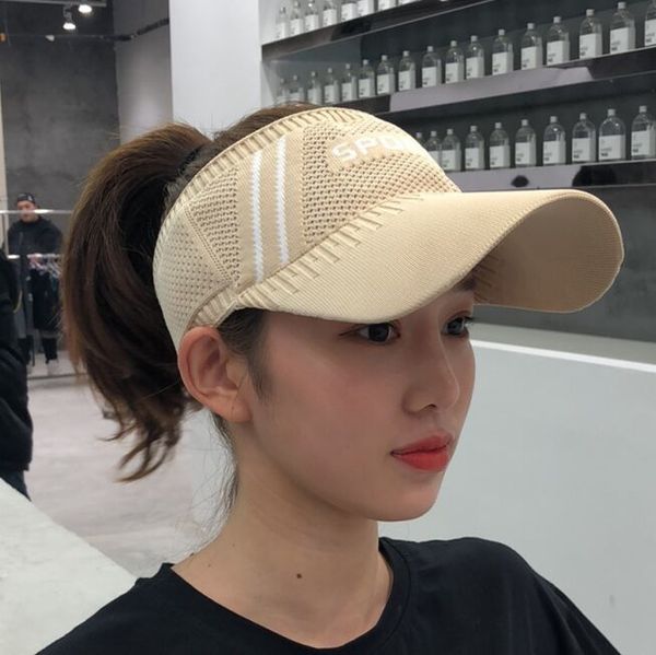 

outdoor women's casual trip travel sun visor caps knitted hats sport ess empty exposed sunshade beach casquette golf hat, Blue;gray