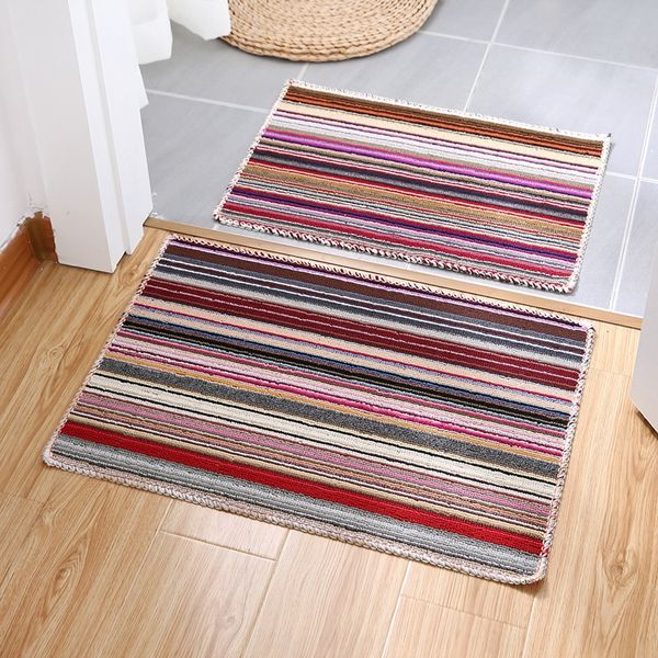 

home small color strip rectangular carpet floor floor mat door carpet kitchen bathroom anti-skid door mat