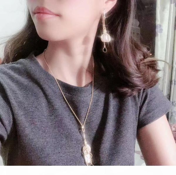 

fashion have stamps earrings necklace for lady women party wedding lovers gift engagement jewelry for bride with box, Silver