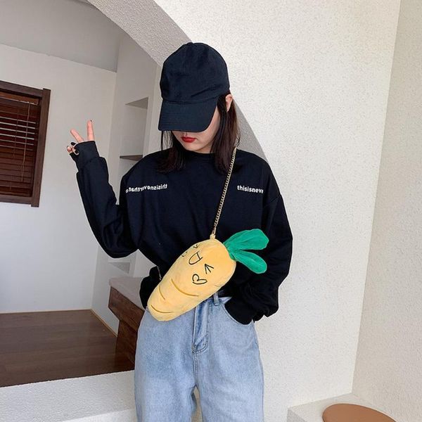 

ocardian bags ladies fashion plush smile carrot winter cute plush bag chain messenger bag women handbags shoulder bags hobos s25