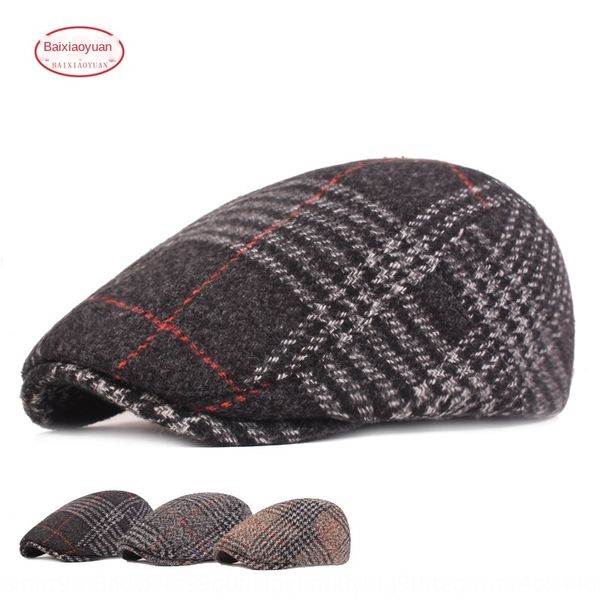 

men's cotton thickened hat middle-aged and elderly forward beret hat beret cap youth cap, Blue;gray