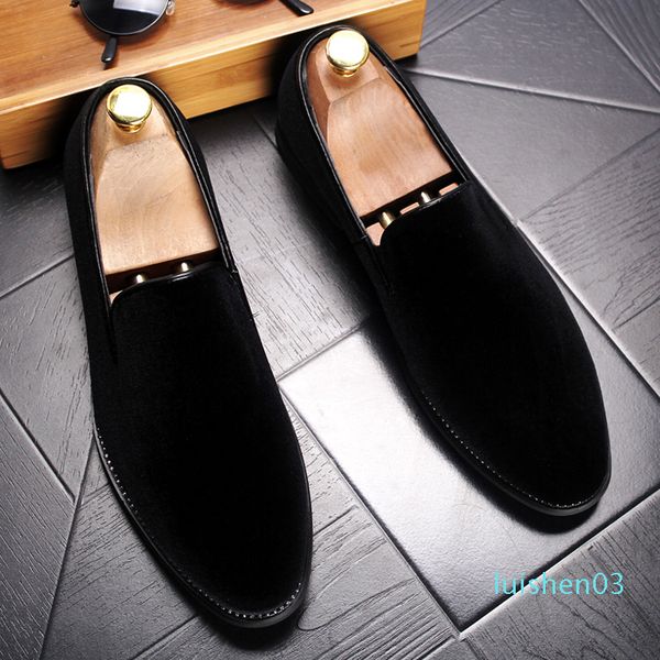 

velvet loafers men shoes breathable slip on men driving shoes comfortable flat shoes fashion wedding male loafers l03, Black