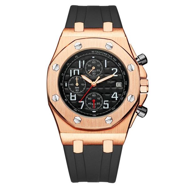 

оптовая дешевые цены мужчины моды часы royal design все циферблатом работы хронограф кварцевый каучуковый ремешок мужской спорт наручные off, Slivery;brown