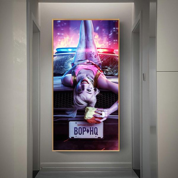 

crazy harley quinn fine art picture movie poster canvas painting cuadros wall art for living room home decor (no frame)