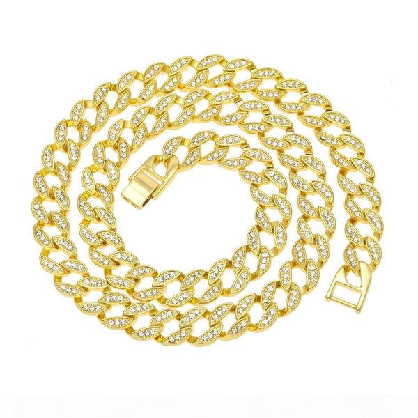 

nightclub jewelry 18k gold plated diamond miami cuban link chain necklace men hip hop bling iced out solid rock rap coolest chains 24, Silver
