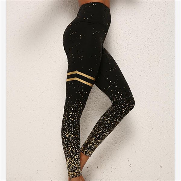 

women pink gilding print fitness leggings high waist women push up workout leggins elastic slim pencil pants 2020, Black