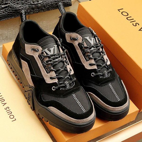 

men casual shoes sports sneakers flats fashion footwears platform zapatos de hombre with origin box hiking sneaker casual mens shoes luxury, Black