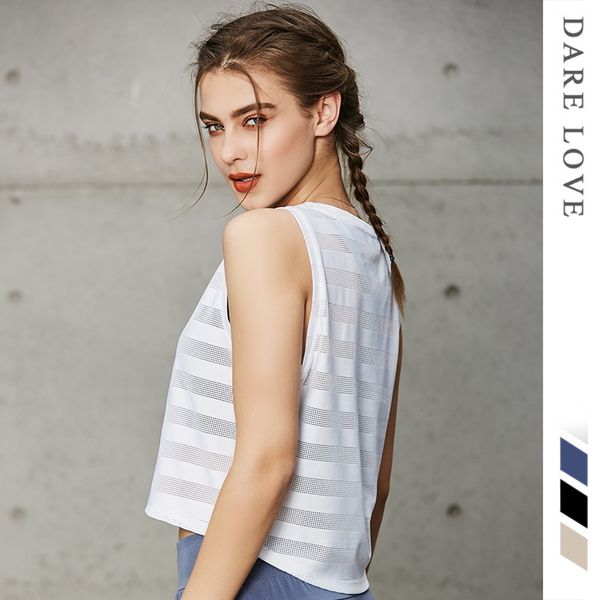 

striped mesh yoga vest breathable fitness tank quick dry sport sleeveless shirts women blouse clothes sportswear, White;red