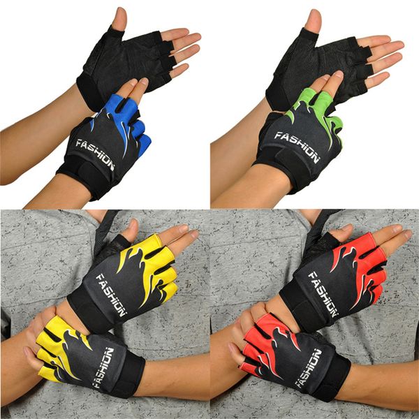 

1 pair outdoor sports gloves bicycle cycling biking hiking gel half finger fingerless stairs cloth gloves 4 colors, Black