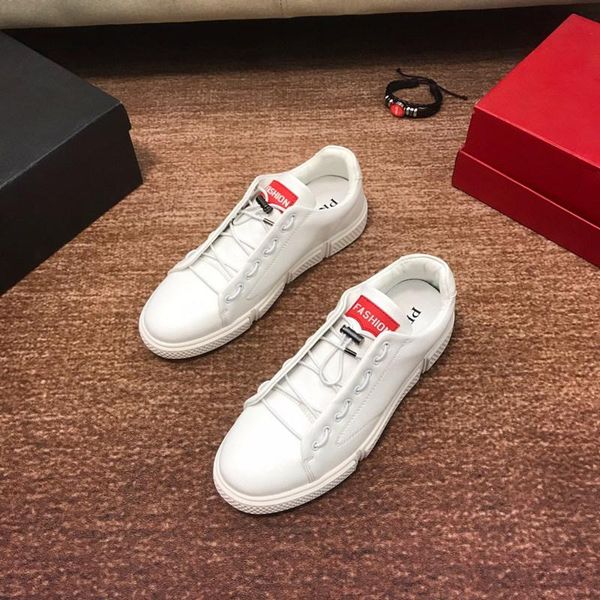 

2020q new high-end men's leather elastic laces youth low-casual shoes, high-quality fashionable outdoor sports shoes, size: 38-45, Black